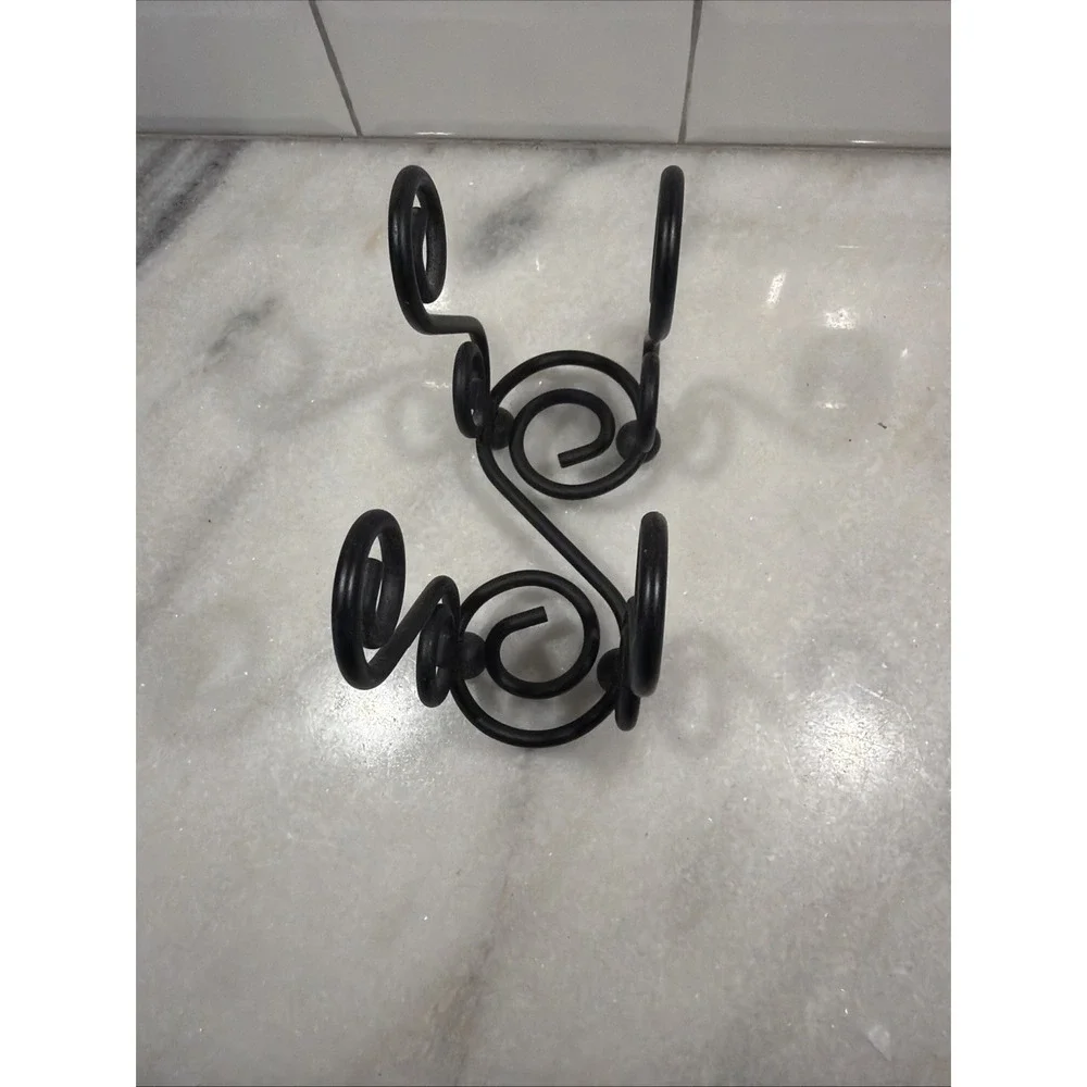 Vintage Wrought Iron Napkin Holder Scrolls Ball Feet Black 5 1/2